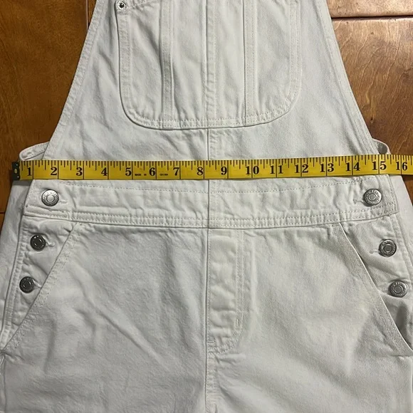 Old Navy White Overalls Size S Cuffed Hem Country Western Coastal Cowgirl Casual - Picture 7 of 12